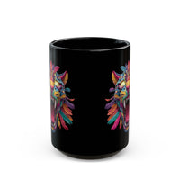 Rainbow Jaguar Mask Comic Style Black Mug