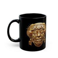Aztec Golden Solar Deity Mask Black Mug