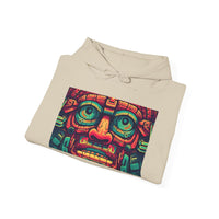 Neon Aztec Mask God Illustration Unisex Hoodie