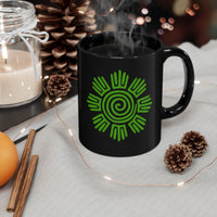 Aztec Plant Spiral Symbol Black Mug