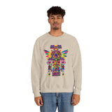 Psychedelic Mesoamerican Totem Mask Unisex Sweatshirt