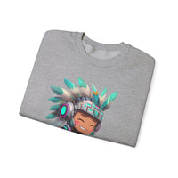Cyber Aztec Chibi Warrior Neon Style Unisex Sweatshirt