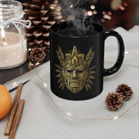 Aztec Golden Feather Headdress Mask Black Mug