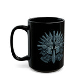 Aztec Warrior Duel Obsidian Glyph Style Black Mug