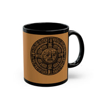 Sacred Aztec Calendar Face Black Mug