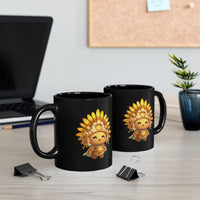 Chibi Inti Inca Sun God Cartoon Style Black Mug
