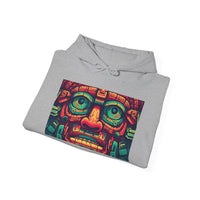 Neon Aztec Mask God Illustration Unisex Hoodie
