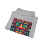 Neon Aztec Mask God Illustration Unisex Hoodie