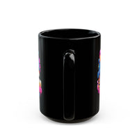 Chunky Neon Mayan Skull Graffiti Style Black Mug