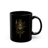 Golden Shaman Tribal Symbol Line Art Black Mug