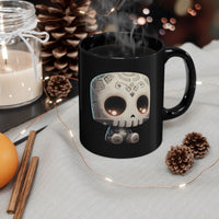 Adorable Tribal Aztec Skull Glow Black Mug