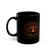 Tribal Ceremony Around Sacred Fire Glyph Style Black Mug