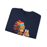 Colorful Chibi Inca Rider and Fluffy Llama Unisex Sweatshirt