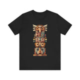 Stacked Tribal Totem Symbols Geometric Faces Unisex T-Shirt