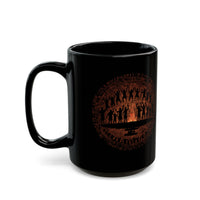 Tribal Ceremony Around Sacred Fire Glyph Style Black Mug