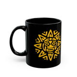 Mesoamerican Sun Face Black Mug
