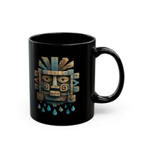 Tlaloc Ancient Rain Mask Glyph Black Mug
