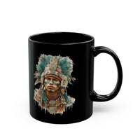 Maya Warrior Watercolor Portrait Black Mug