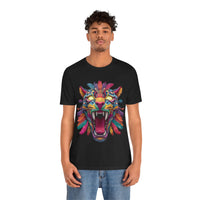 Rainbow Jaguar Mask Comic Style Unisex T-Shirt