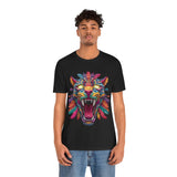 Rainbow Jaguar Mask Comic Style Unisex T-Shirt