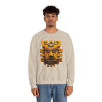 Ancient Andean Warrior Mask Golden Glyph Style Unisex Sweatshirt