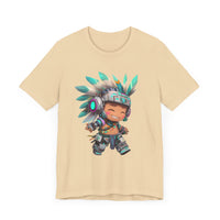 Cyber Aztec Chibi Warrior Neon Style Unisex T-Shirt