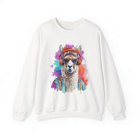 Hippie Llama in Sunglasses Watercolor Style Unisex Sweatshirt