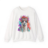 Hippie Llama in Sunglasses Watercolor Style Unisex Sweatshirt