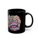 Graffiti Mayan Skull Cartoon Style Black Mug