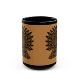 Aztec Eagle Pyramid Emblem Black Mug