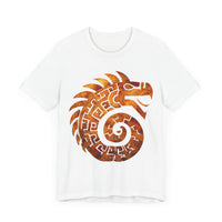 Spiral Quetzalcoatl Feathered Serpent Glyph Style Unisex T-Shirt