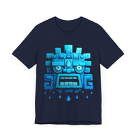 Tlaloc Rain God Blue Mask Glyph Style Unisex T-Shirt