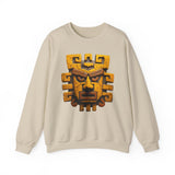 Ancient Andean Warrior Mask Golden Glyph Style Unisex Sweatshirt