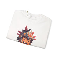 Chibi Aztec Warrior with Jaguar Cub Cartoon History Unisex Sweatshirt