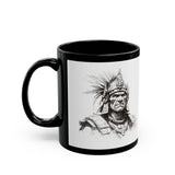 Inca Warrior Line Art Tribal Design Black Mug