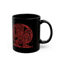 Pre-Hispanic Warrior Symbol Red Glyph Black Mug