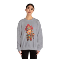 Chibi Maya Warrior and Sacred Monkey Unisex Sweatshirt