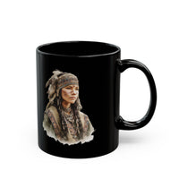 Inca Warrior Woman with Feathered Headdress Watercolor Black Mug
