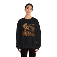 Pre-Hispanic Fisherman with Symbolic Fish Glyph Style Unisex Sweatshirt
