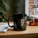 Tribal Bull Skull Earth Symbol Illustration Black Mug