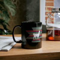 Andean Llama Fiesta Illustration Black Mug