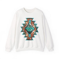Turquoise Western Aztec Gem Illustration Unisex Sweatshirt