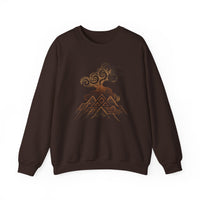 Tribal Volcano with Smoke Spirals Glyph Style Unisex Sweatshirt