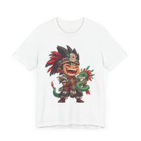 Chibi Aztec Warrior with Baby Quetzalcoatl Serpent Unisex T-Shirt
