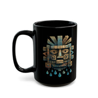 Tlaloc Ancient Rain Mask Glyph Black Mug
