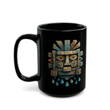 Tlaloc Ancient Rain Mask Glyph Black Mug