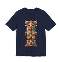 Stacked Tribal Totem Symbols Geometric Faces Unisex T-Shirt