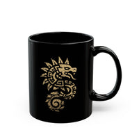 Quetzalcoatl Spiral Serpent Tribal Glyph Black Mug