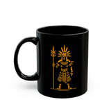 Sun Staff Shaman Tribal Symbol Gold Line Black Mug