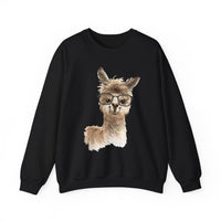 Cute Alpaca With Glasses Watercolor Illustration Unisex Sweatshirt